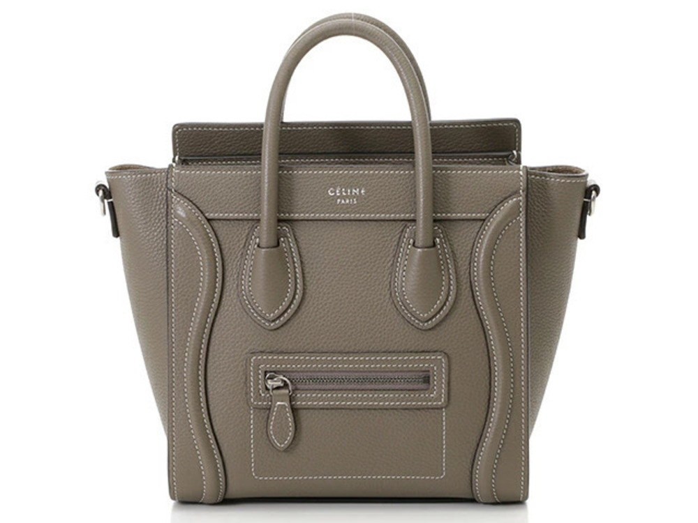 Celine Luggage Tote handbag gray embossed leather